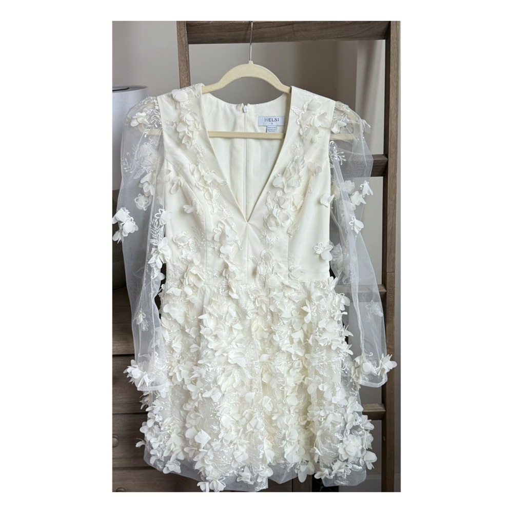 Anthropologie • Helsi • 3D White Floral Bridal Dress